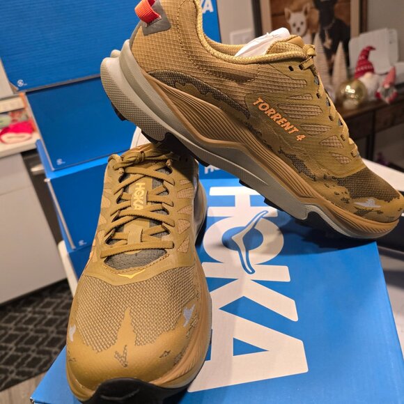 Hoka Torrent 4 Mens Size 11 1155115-HYN Trail Running Shoes Honey / Olive NEW - Picture 3 of 10